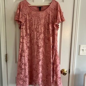 NWT Lane Bryant Pink Lace Dress, Pockets, Short Sleeves, Plus Size, 14/16